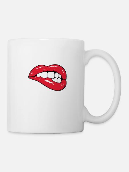 rote Lippen - Tasse - Weiß
