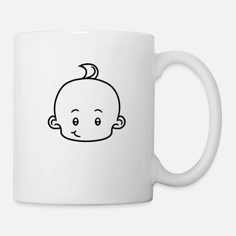 glücklich kopf gesicht klein süß niedlich windel k - Tasse - Weiß