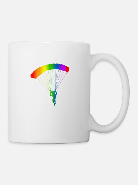 Bunter Fallschirm Regenbogen - Tasse - Weiß