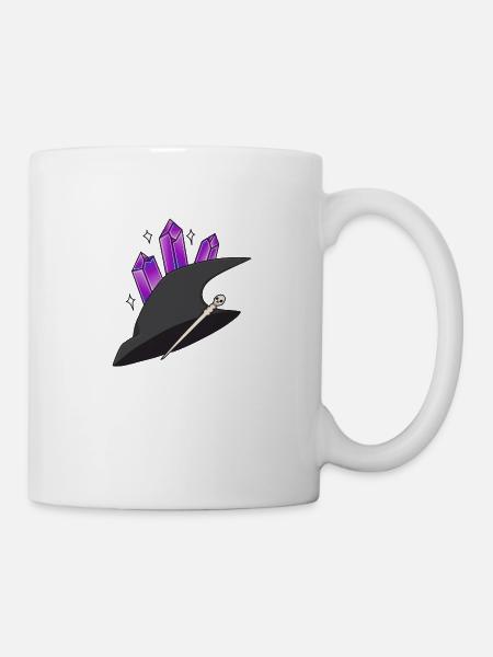 Hexenhut mit Kristallen - Tasse - Weiß