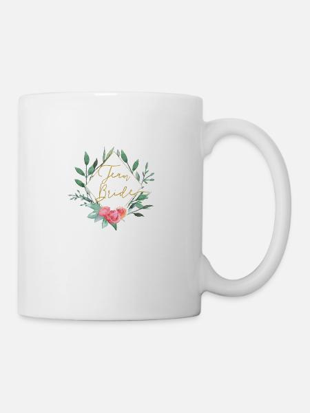 Team Bride 2 Blumen Hexagon - Tasse - Weiß