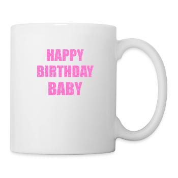 Rosa Glitzer Happy Birthday Baby Funkeln Geschenk - Tasse - Weiß - Rechts