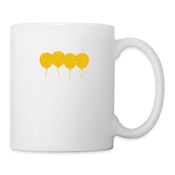 Goldene Luftballons Glitzer Geburtstag - Tasse - Weiß - Rechts