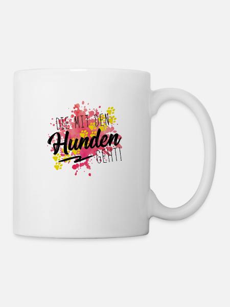 mit den hunden geht design - Tasse - Weiß