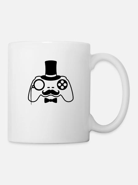 Sir gentleman mustache mustache cylinder monogramm - Mug - white