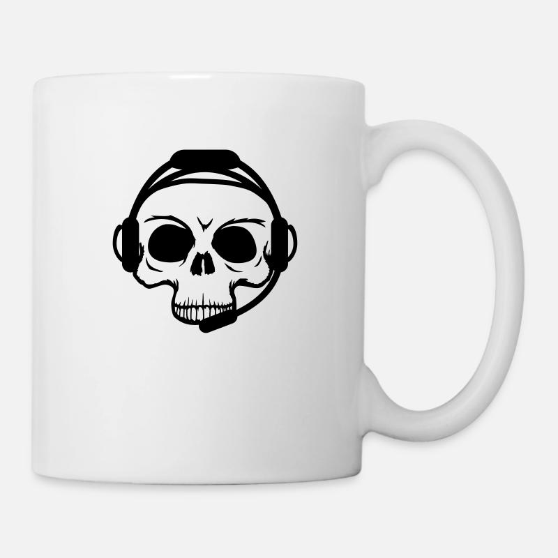 skull headset headphones skull skeleton dead death - Mug - white