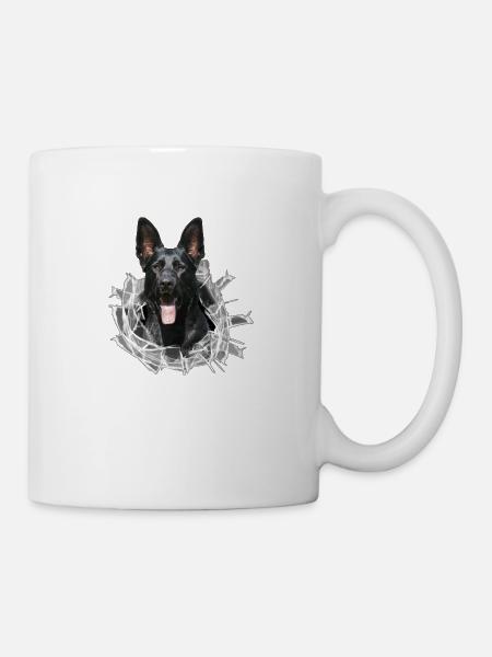 Schwarzer Schäferhund im Glas Loch - Tasse - Weiß