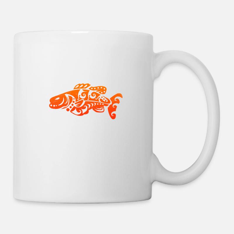 Idée de cadeau d'organes de tatouage tribal de poisson maori - Mug blanc - blanc