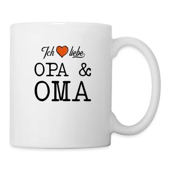 Ich liebe Opa und Oma Herz - Tasse - Weiß - Rechts