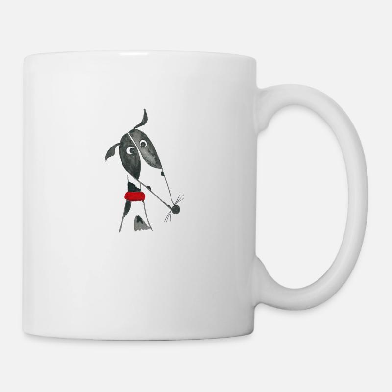 Windhund schwarz weiß gescheckt - Tasse - Weiß