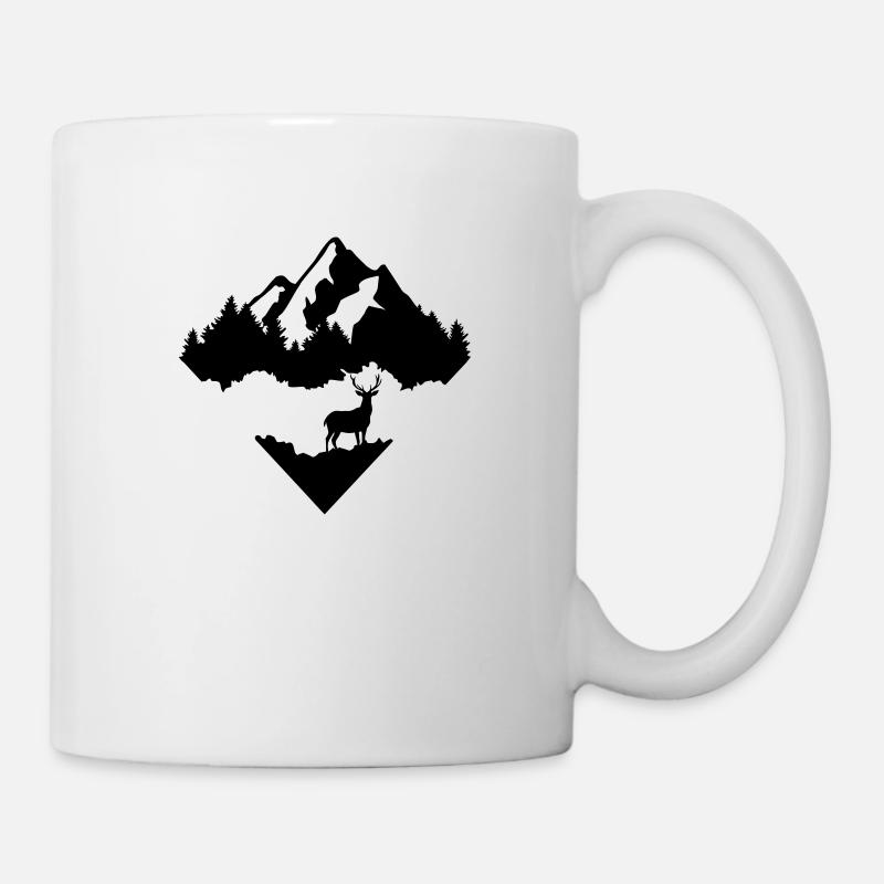 Hirsch, Wald und Berg - Tasse - Weiß