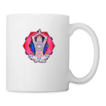 Yoga-Muster rot und blau - Tasse - Weiß - Rechts