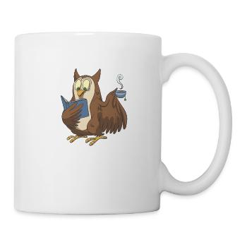 Bücher Eule mit einer Tasse Tee - Tasse - Weiß - Rechts