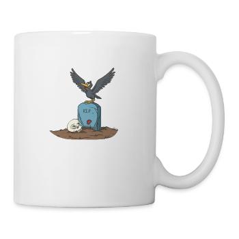 Krähe auf Grabstein mit Schädel - Tasse - Weiß - Rechts