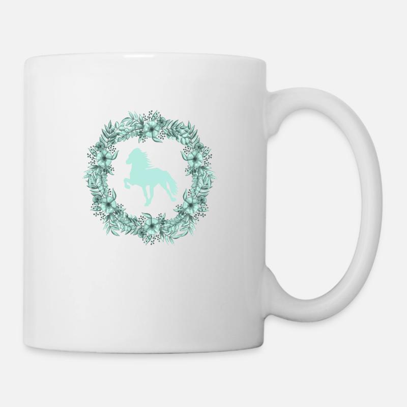 Islandpferd Kranz mint - Tasse - Weiß