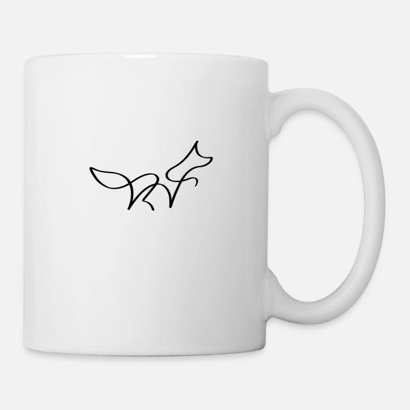 Renard une ligne noir - Mug blanc - blanc