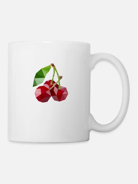 Low Poly Kirsche - Tasse - Weiß