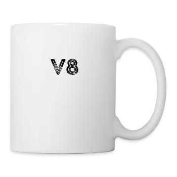 V8 - Achtzylinder | Auto Fans, Motorsport Geschenk - Tasse - Weiß - Rechts