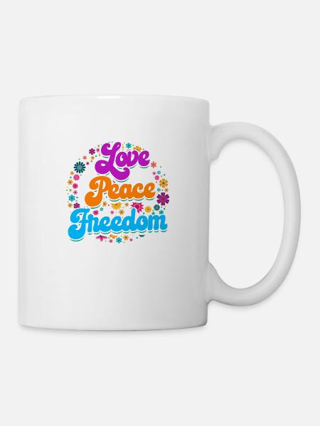 Hippie Outfit | Hippies Liebe Frieden Geschenkidee - Kop/krus - hvid