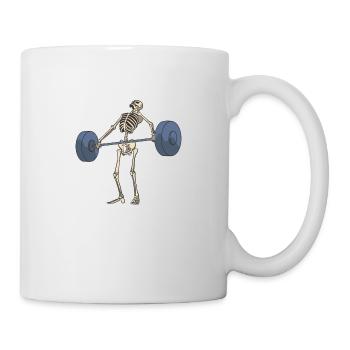 Skelett mit Langhantel Gewichtheben Squat Fitness - Tasse - Weiß - Rechts
