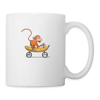 Funny monkey, monkey on bicycle banana - Mug - white - Right