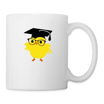 🐥❤✦°•Cute Nerd Chick on a Graduation Cap& Glasses - Mug - white - Right