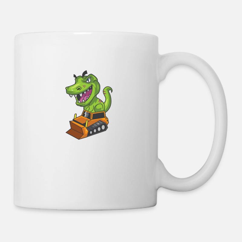 Dinosaurier Bauarbeiter Dino Geschenk Bagger - Tasse - Weiß