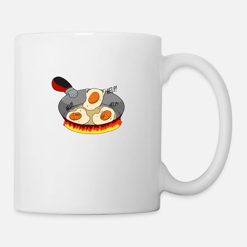 Spiegeleier in der Pfanne HILFE! - Tasse - Weiß