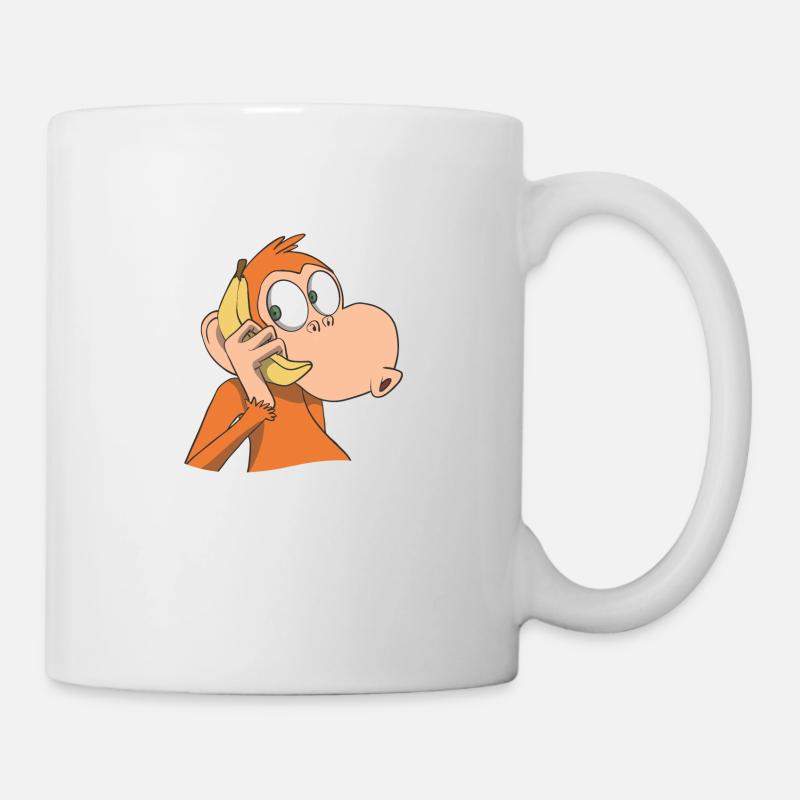 Monkey with banana phone - Mug - white