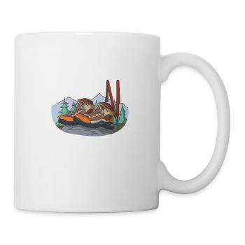 Hiking boots mountain boots mountains sticks - Mug - white - Right