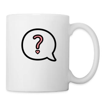 Sprechbalse mit Fragezeichen und Herz - Tasse - Weiß - Rechts