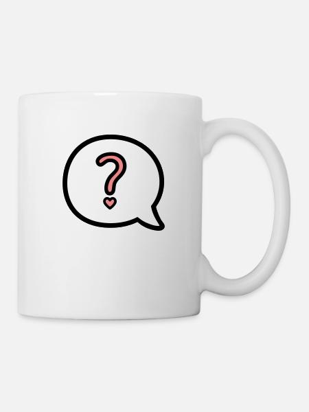 Sprechbalse mit Fragezeichen und Herz - Tasse - Weiß