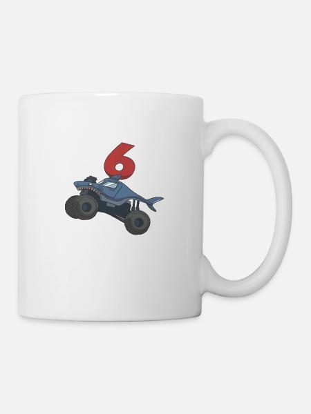 Monster Truck Kindergeburtstag 6. Geburtstag - Tasse - Weiß
