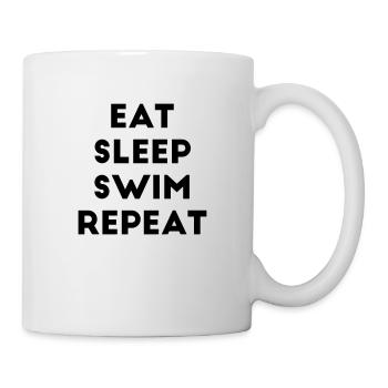 Eat Sleep Swim Repeat Spruch Schwimmen Schwimmer - Tasse - Weiß - Rechts