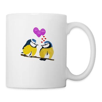 jz.birds valentine's day blue tit bird illustration - Mug - white - Right