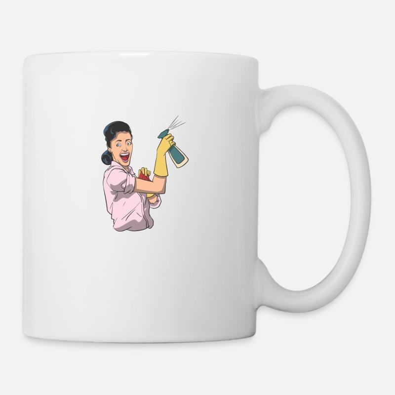 Femme de ménage avec détergent vintage - Mug blanc - blanc