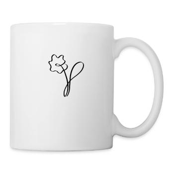 One line flower black - Mug - white - Right