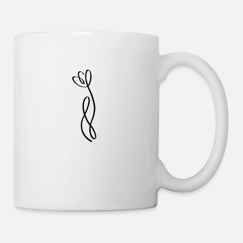 One Line Tulpe schwarz - Tasse - Weiß