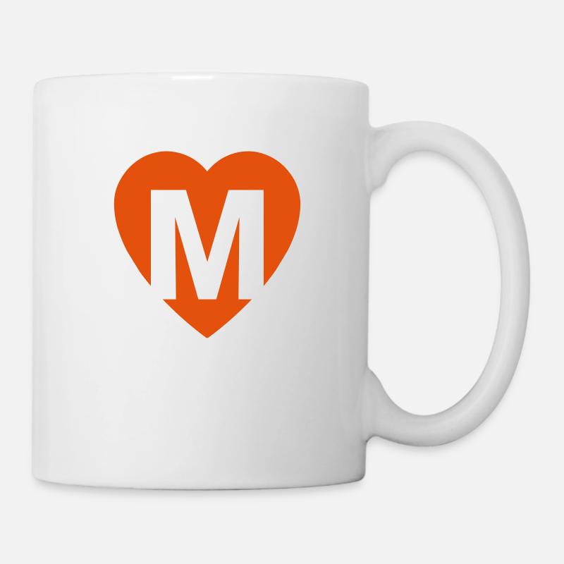 Valentinstag Herz mit Buchstabe M - Tasse - Weiß