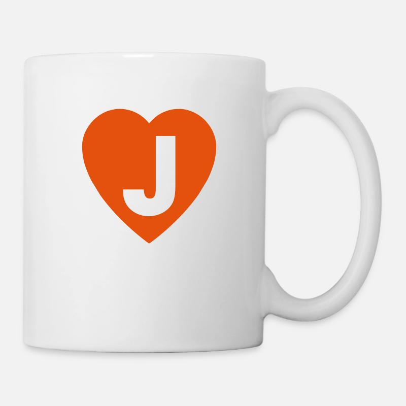 Coeur Saint Valentin avec la lettre J - Mug blanc - blanc