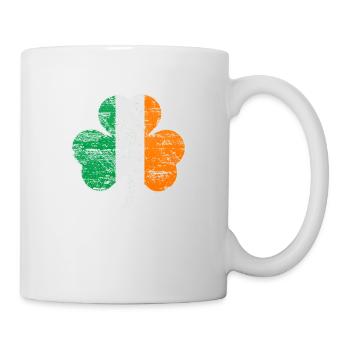 Irland-Flagge vierblättriges Klee-T-Shirt - Tasse - Weiß - Rechts
