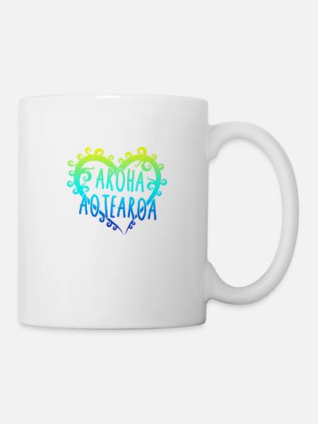 Maori Aroha Aotearoa Siver Fern Idée de cadeau de cœur - Mug blanc - blanc
