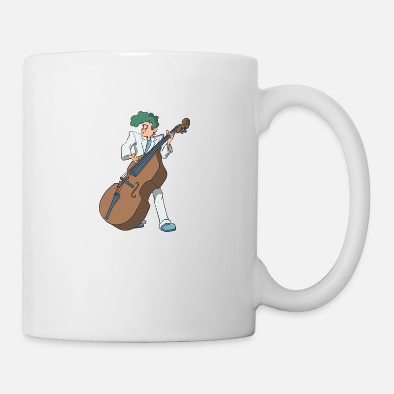 Double bass player rockabilly - Mug - white