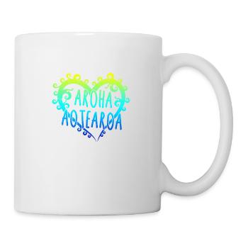 Maori Aroha Aotearoa Siver Fern heart gift idea - Mug - white - Right