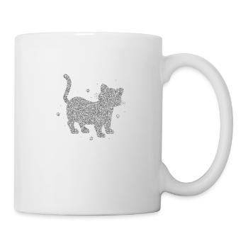 Glitzer Silber Katze Funkel Leuchtend Niedlich Süß - Tasse - Weiß - Rechts