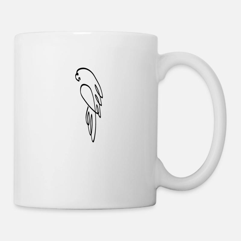 One Line Papagei schwarz - Tasse - Weiß