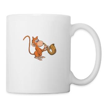 Singe joue du saxophone - Mug blanc - blanc - Droite