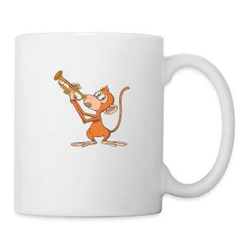 Monkey plays the trumpet - Mug - white - Right