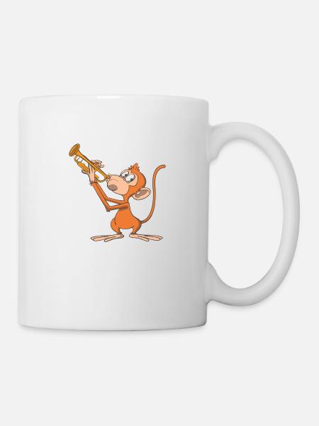 Le singe joue de la trompette - Mug blanc - blanc