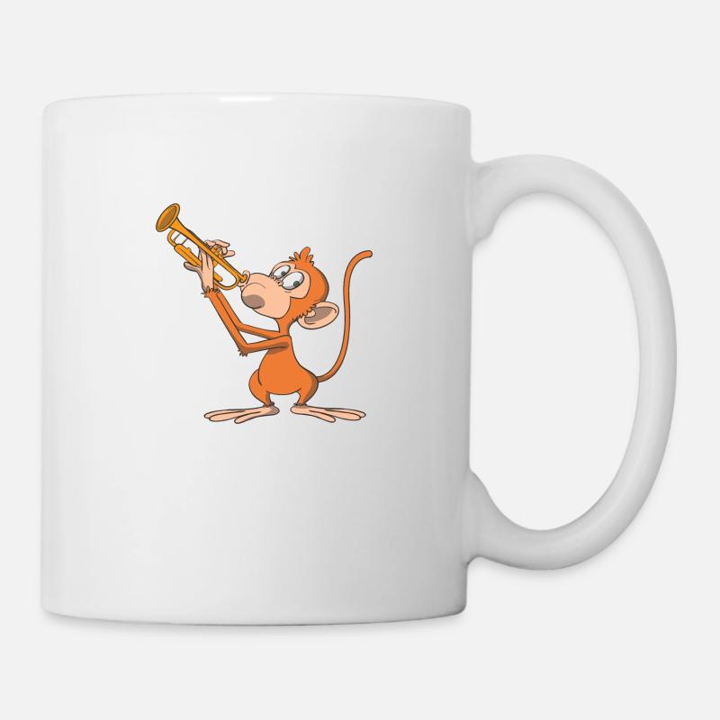Le singe joue de la trompette - Mug blanc - blanc
